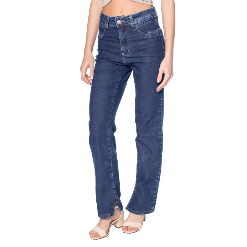 Calça Jeans Feminina Sawary Reta Azul Escuro - 38