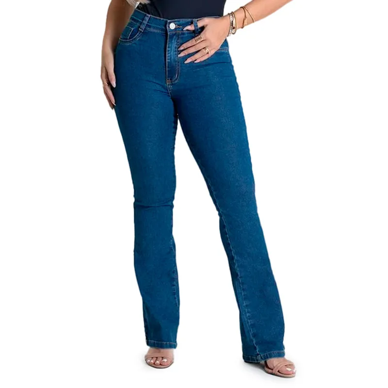 Calça Jeans Feminina Sawary Boot Cut Lavagem Clara Azul - 40
