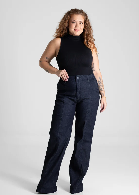 Calça Jeans Sawary Wide Leg Plus Size - 280630 AZUL AZUL / 48