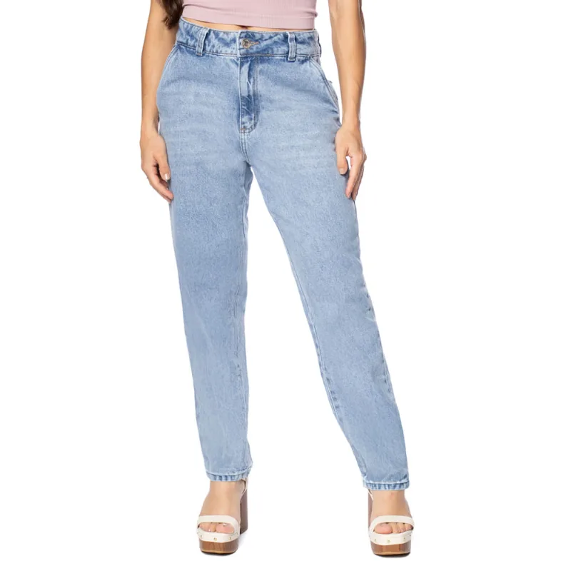 Calça Jeans Feminina Sawary Mom Tradicional Azul - 40