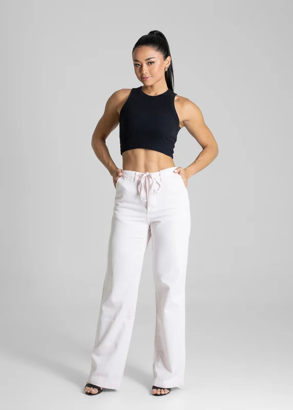 Calça Sarja Sawary Wide Leg - 281586 ROSA ROSA / 44