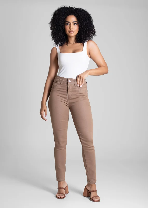 Calça Sarja Sawary Levanta Bumbum - 281447 BEGE BEGE / 48
