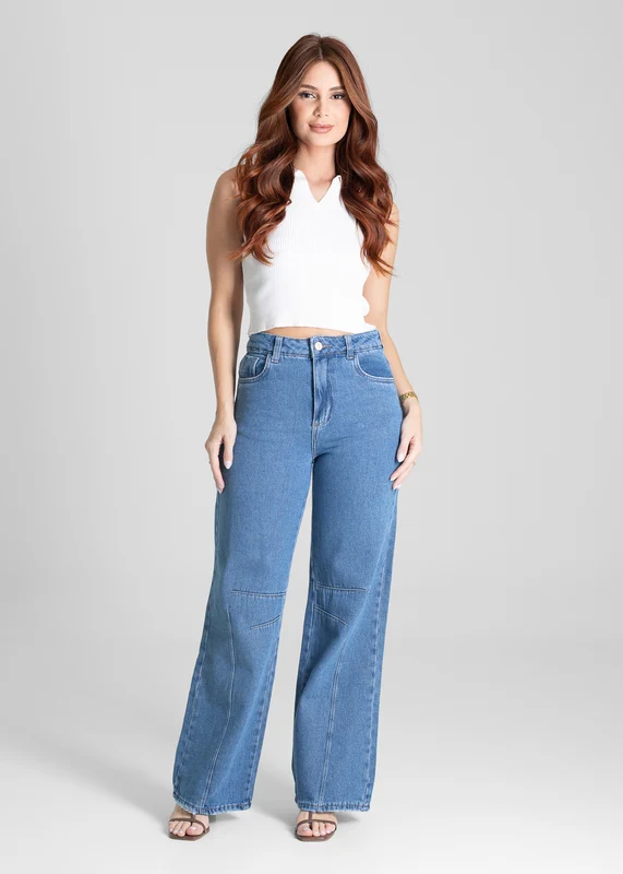 Calça Jeans Sawary Wide Leg - 281257 AZUL AZUL / 44
