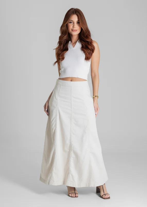 Saia Linho Sawary Midi - 280474 OFF WHITE OFF WHITE / 40
