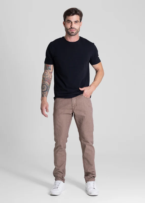 Calça Sarja Sawary Slim - 281626 MARROM MARROM / 40