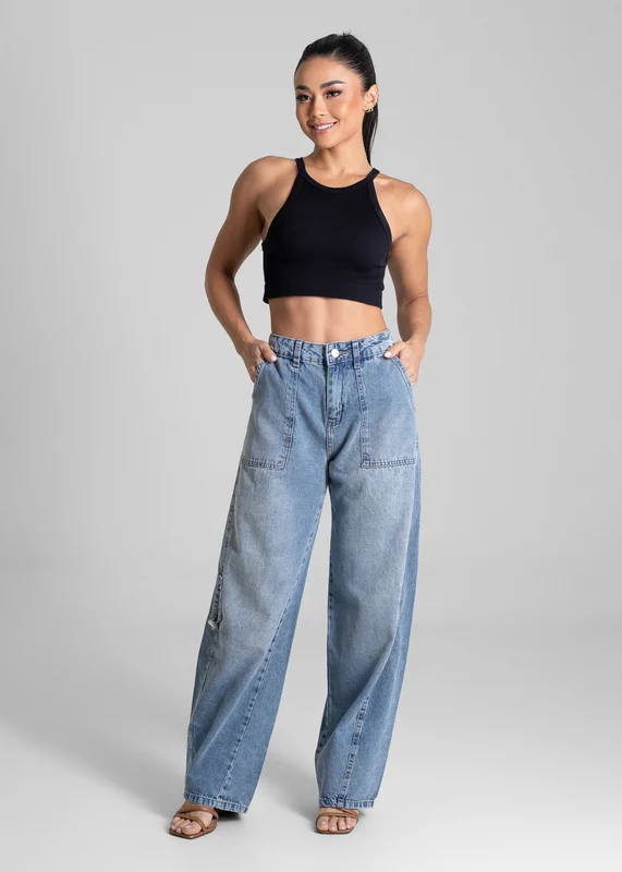Calça Jeans Sawary Barrel - 281857 AZUL AZUL / 40