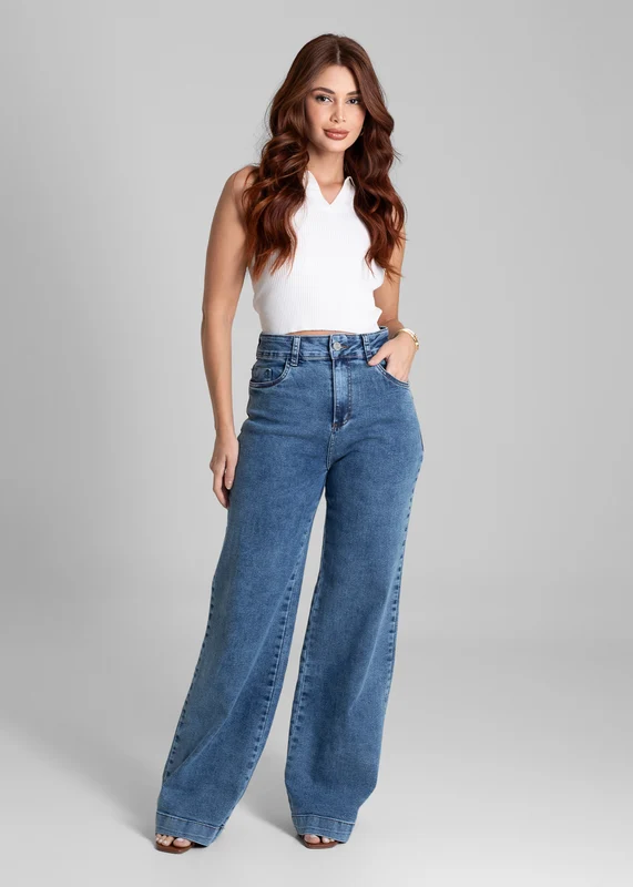 Calça Jeans Sawary Wide Leg - 281735 AZUL AZUL / 42
