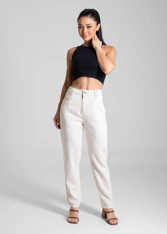 Calça Linho Sawary Mom - 281511 OFF WHITE OFF WHITE / 46