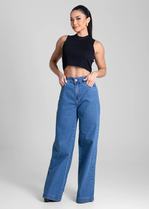 Calça Jeans Sawary Wide Leg - 281738 AZUL AZUL / 36