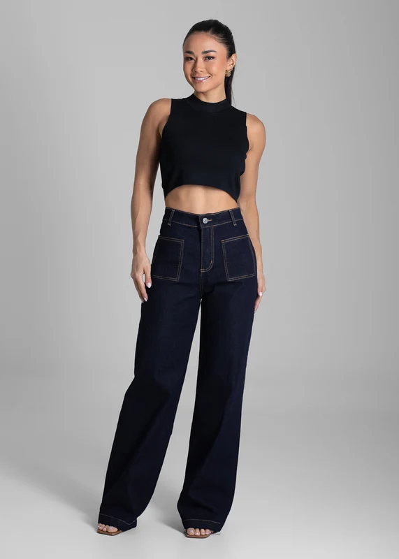 Calça Jeans Sawary Wide Leg - 282030 AZUL AZUL / 34