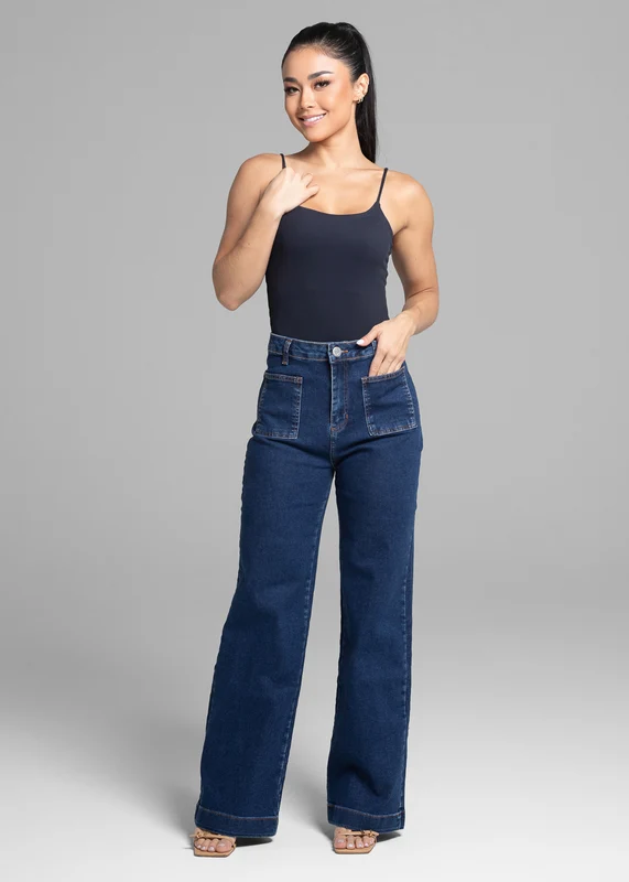 Calça Jeans Sawary Wide Leg - 282067 AZUL AZUL / 40