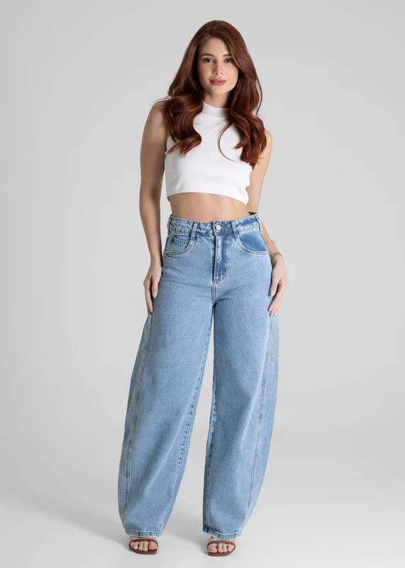 Calça Jeans Sawary Barrel - 280635 AZUL AZUL / 48