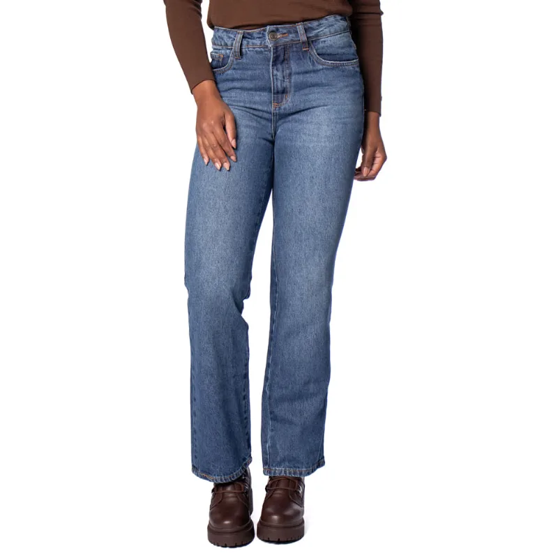 Calça Jeans Feminina Sawary Reta Cintura Alta Azul - 40