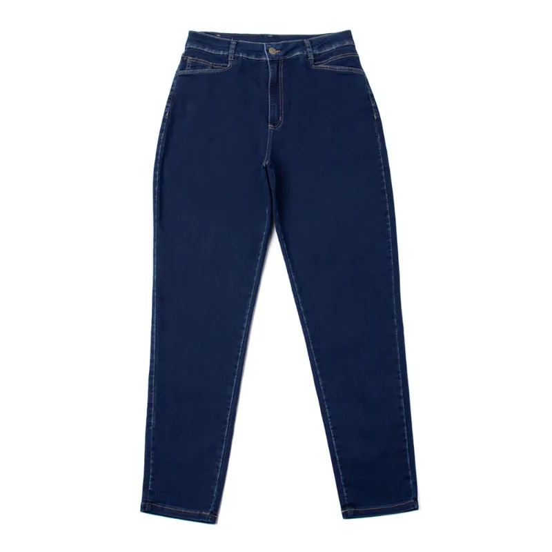 Calça Jeans Feminina Sawary Plus Size Fly Azul Escuro - 46