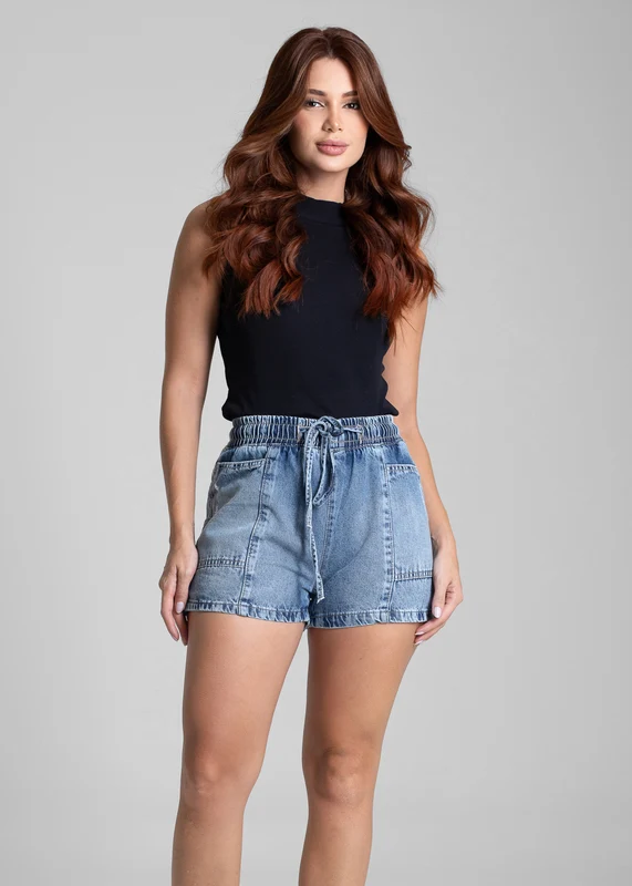 Shorts Jeans Sawary Cós Elástico - 282244 AZUL AZUL / 46