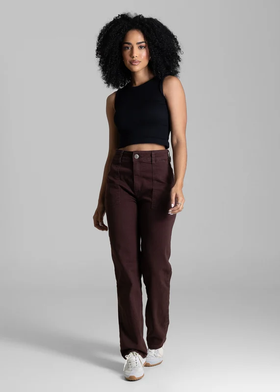 Calça Sarja Sawary Reta Petit - 282683 MARROM MARROM / 36