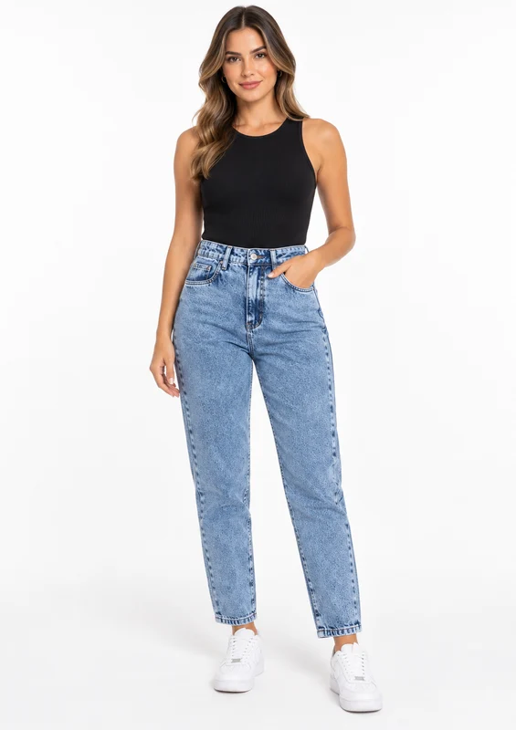 Calça Mom Jeans Feminina Sawary - Indigo 38