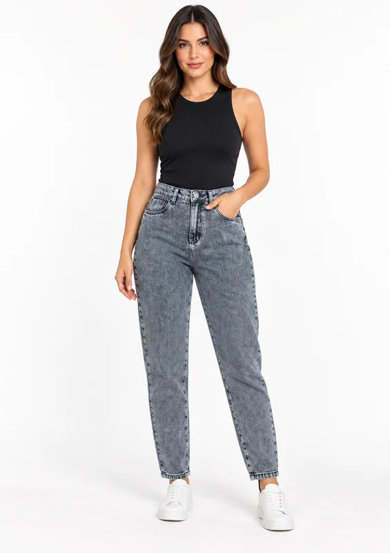 Calça Jeans Feminina Mom Sawary - Preto 36