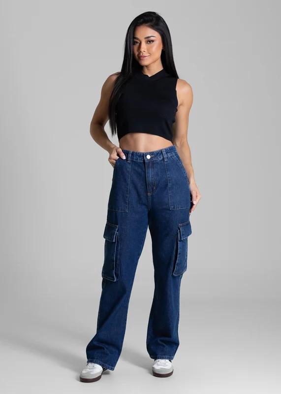 Calça Jeans Sawary Reta Petit - 282024 AZUL AZUL / 46