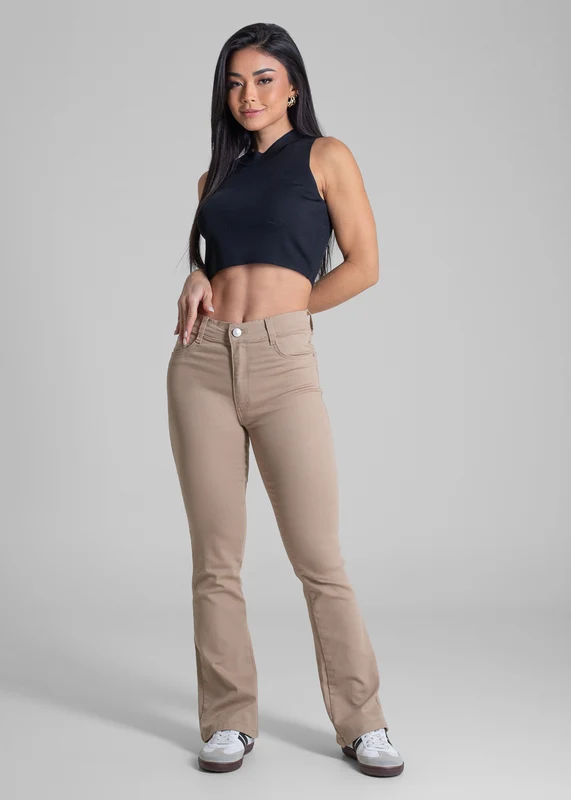Calça Sarja Sawary Boot Cut Petit - 283149 BEGE BEGE / 46