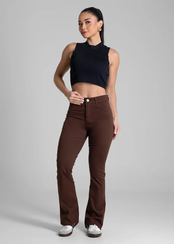Calça Sarja Sawary Boot Cut Petit - 283454 MARROM MARROM / 40