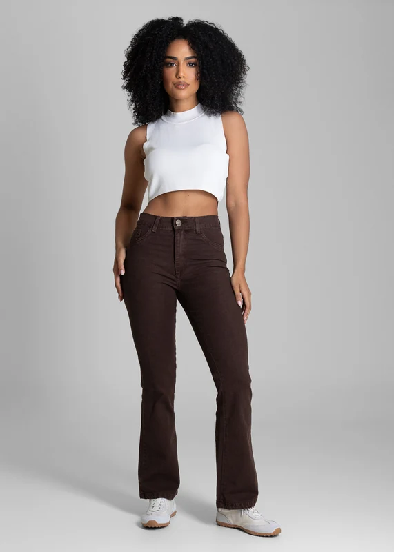 Calça Sarja Sawary Boot Cut - 283703 MARROM MARROM / 40
