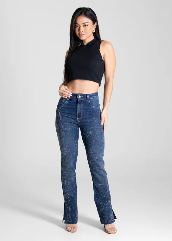 Calça Jeans Sawary Reta Brilho - 283713 AZUL AZUL / 46