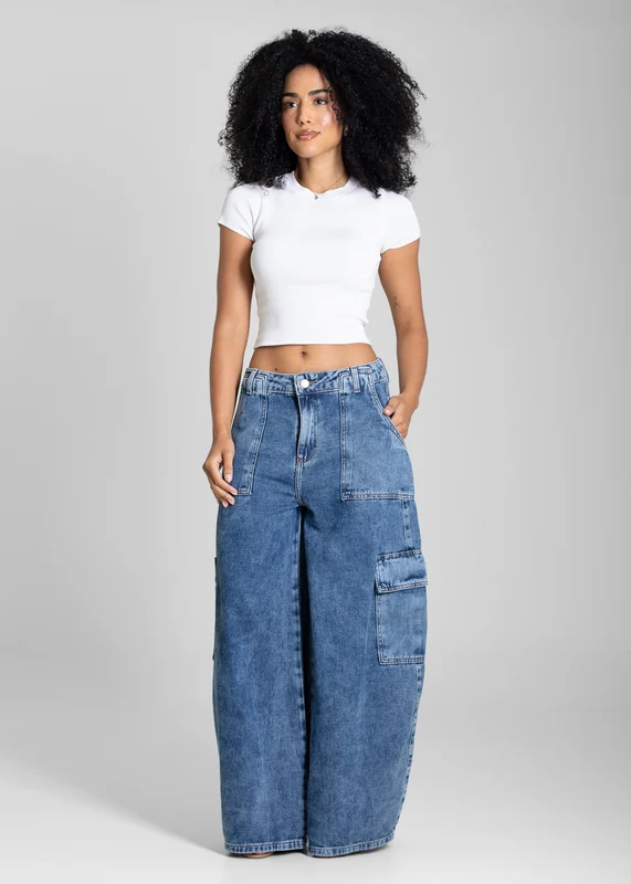Calça Jeans Sawary Balloon - 283299 AZUL AZUL / 40