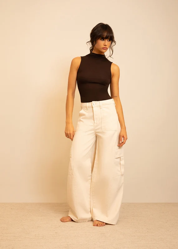 Calça Sarja Sawary Balloon Cargo - 283311 PT PT / 38