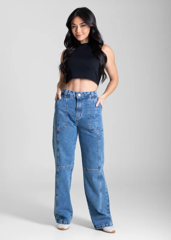 Calça Jeans Sawary Reta Petit - 283229 AZUL AZUL / 46