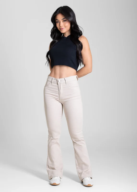 Calça Sarja Sawary Boot Cut Petit - 283503 BEGE BEGE / 44