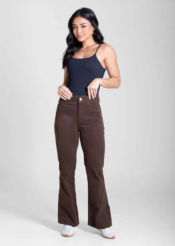 Calça Sarja Sawary Flare Petit - 283748 MARROM MARROM / 42