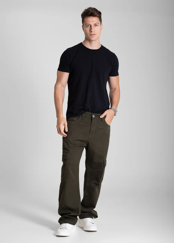 Calça Sarja Sawary Relaxed Cargo - 282848 VERDE VERDE / 44