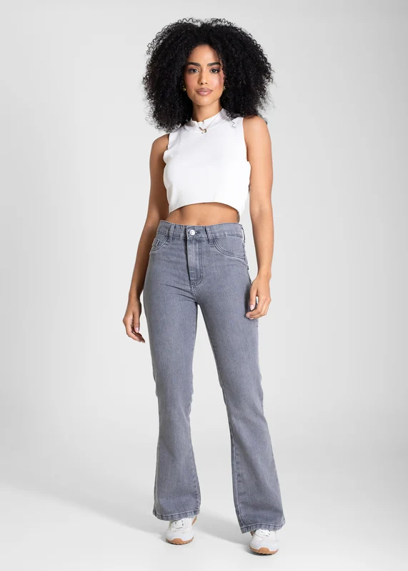 Calça Sarja Sawary Boot Cut - 283591 CINZA CINZA / 46