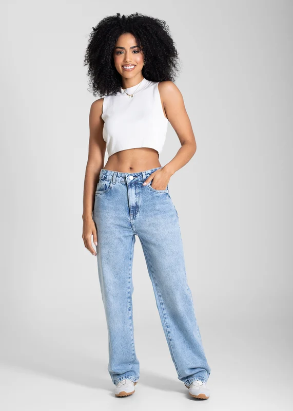 Calça Jeans Sawary Reta Petit - 283359 AZUL AZUL / 44