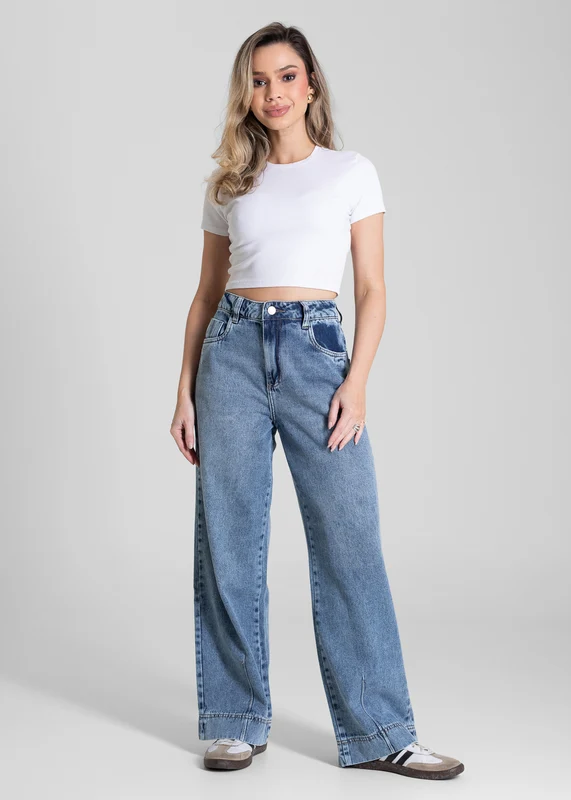 Calça Jeans Sawary Wide Leg Petit - 283341 AZUL AZUL / 42