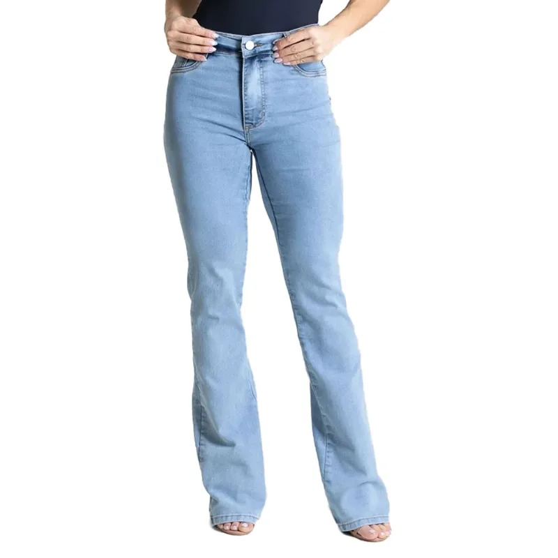Calça Jeans Feminina Sawary Boot Cut Estonada Azul Claro - 42