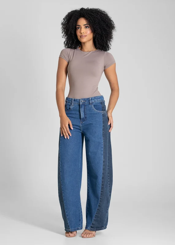 Calça Jeans Sawary Balloon Bicolor - 283652 AZUL AZUL / 40