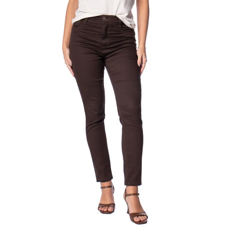 Calça Feminina Sawary Cigarrete Sarja Modeladora Marrom - 40