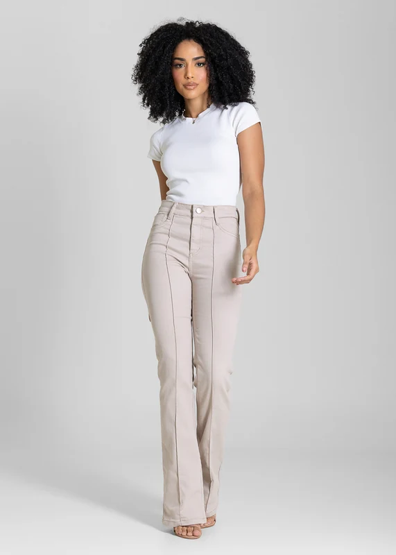 Calça Sarja Sawary Boot Cut - 283662 BEGE BEGE / 46