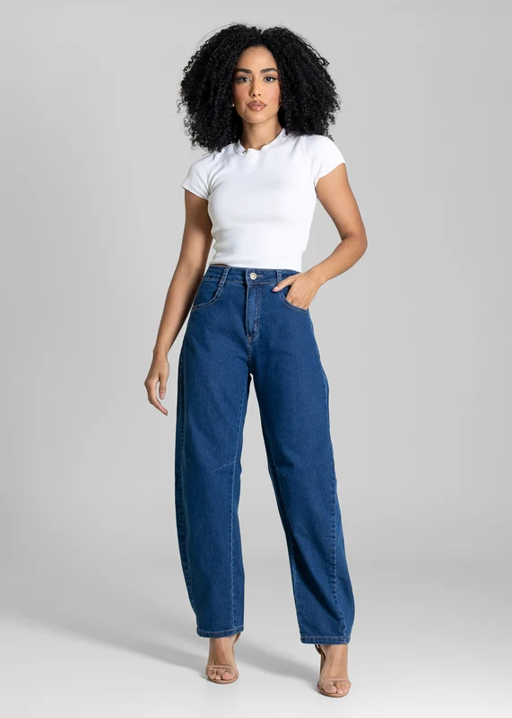 Calça Jeans Sawary Barrel - 283972 AZUL AZUL / 42