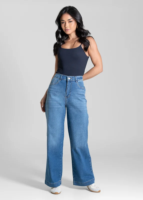 Calça Jeans Sawary Wide Leg Petit - 283931 AZUL AZUL / 40