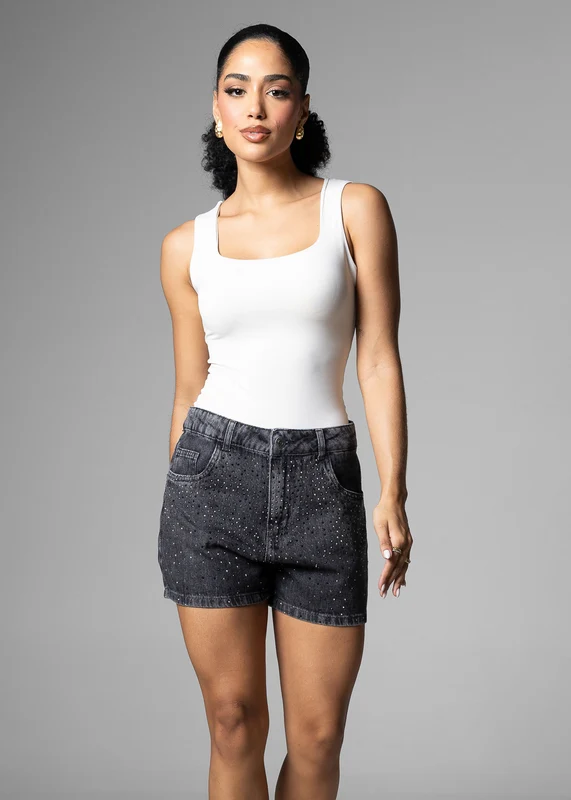Shorts Jeans Sawary Brilho - 284121 PRETO PRETO / 42