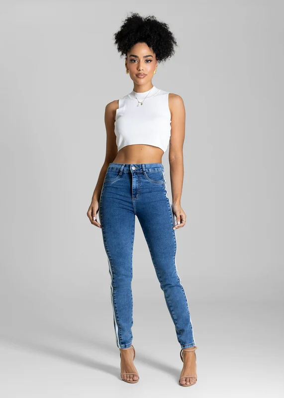 Calça Jeans Sawary Cigarrete Listras - 283688 AZUL AZUL / 40