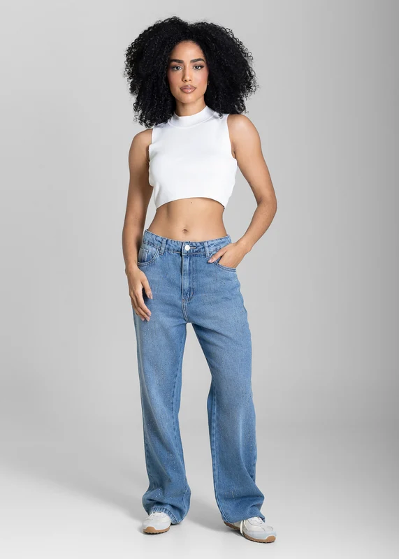 Calça Jeans Sawary Reta Brilho - 283986 AZUL AZUL / 38