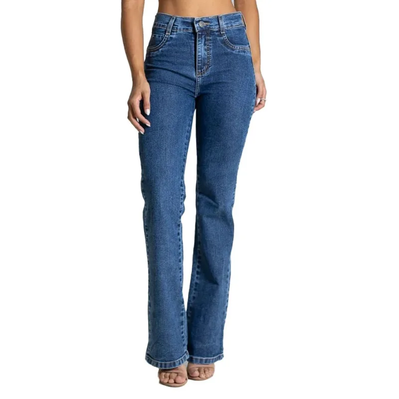 Calça Jeans Feminina Sawary Cigarrete Heart Azul Escuro - 40