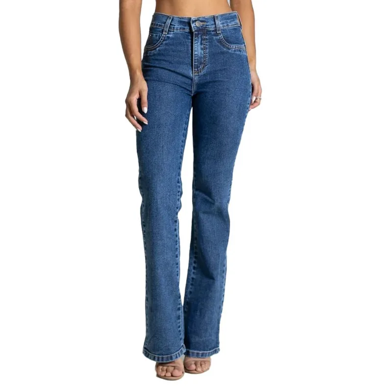 Calça Jeans Feminina Sawary Cigarrete Heart Azul Escuro - 46