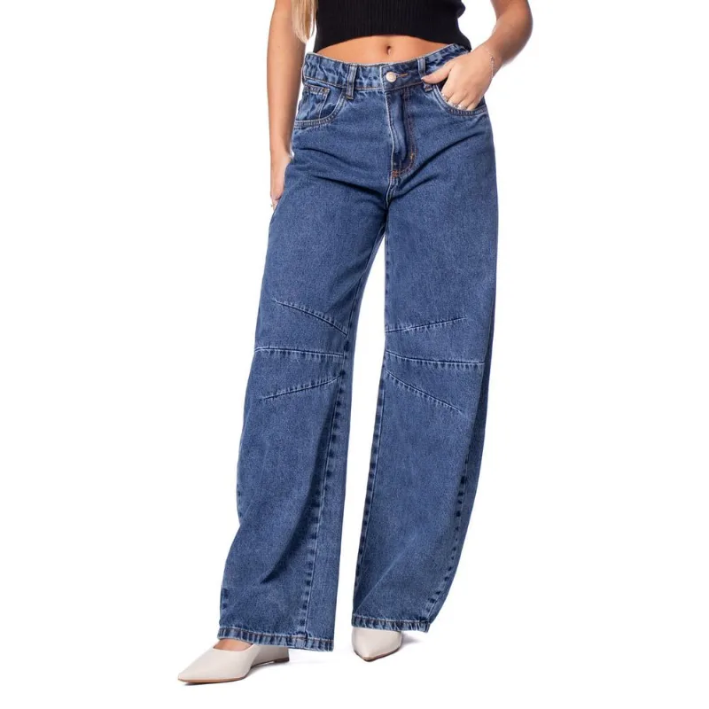 Calça Jeans Feminina Sawary Balloon Azul - 44