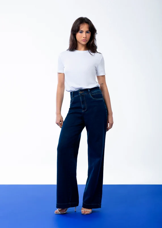 Calça Jeans Sawary Wide Leg - 284058 AZUL AZUL / 36
