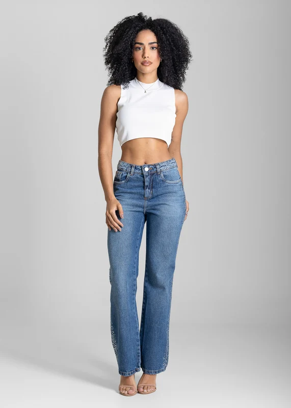 Calça Jeans Sawary Reta Brilho - 284307 AZUL AZUL / 36